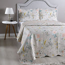 Kit Colcha Cobre Leito Queen 3 Peças 150 Fios Matelado Boutis Estampada Dupla Face Cartagena Areia