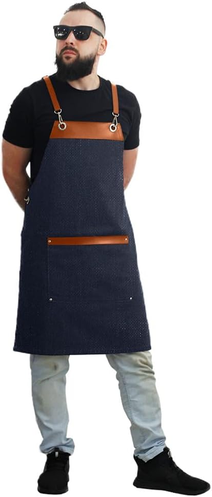 Avental cozinha bartender barista cafeteria jeans com alças regulaveis
