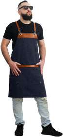 Avental cozinha bartender barista cafeteria jeans com alças regulaveis