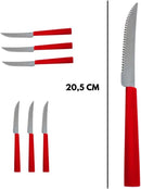 Kit 12 Talheres Inox Premium 4 Facas +4 Garfos +4 Colheres (Vermelho)