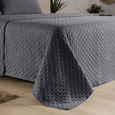 Kit Cobre Leito Colcha Queen 3 Peças Matelado Dupla Face Dots 300 Fios Cinza
