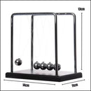 Pêndulo de Newton Decorativo, 5 Esferas Metálicas, Base Preta, 14 cm Enfeite Decorativo Para Escritório Sala Quarto