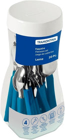 Faqueiro Inox 20 peças Leme Azul - Tramontina