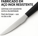 Conjunto de Talheres em Aço Inox com Cabo Color, 25 Peças, Inclui Porta-Talher (Preto)