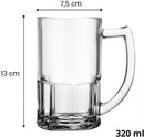 Caneca de Chopp de Vidro 320ml - Resistente, Design Clássico e Ideal para Cerveja, Chopp ou Drinks - Durável e Elegante
