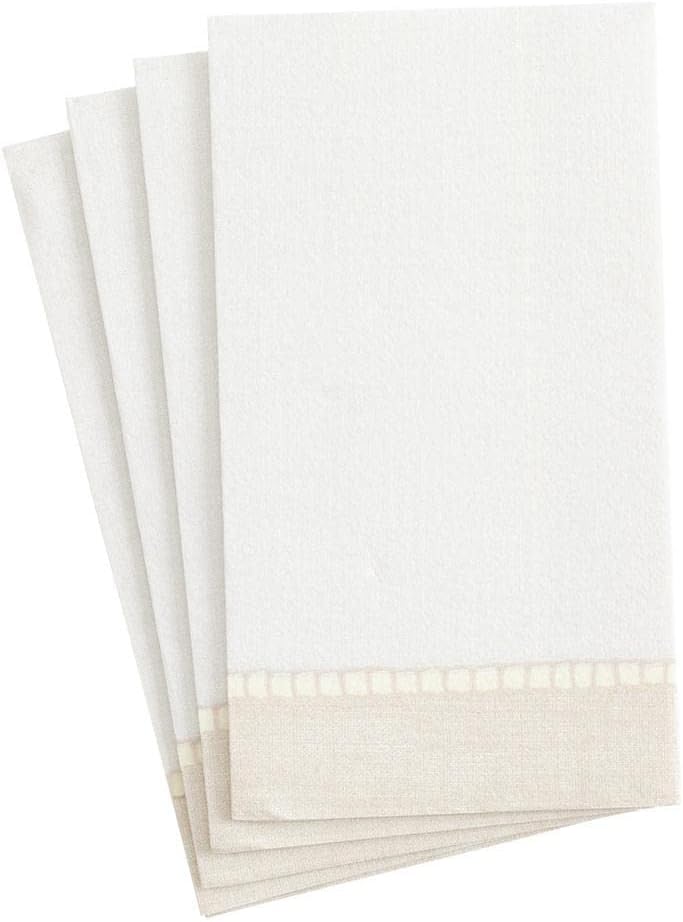 Caspari Guardanapos de toalha para convidados de linho de borda natural, 12 por pacote (4780GG)