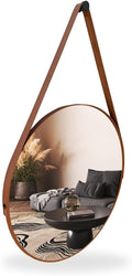 Espelho Redondo Decorativo Suspenso Alça 30cm Pino Sala Banheiro Quarto Escritório (Preto)