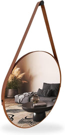 Espelho Redondo Decorativo Suspenso Alça 30cm Pino Sala Banheiro Quarto Escritório (Preto)