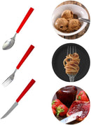 Kit 12 Talheres Inox Premium 4 Facas +4 Garfos +4 Colheres (Vermelho)