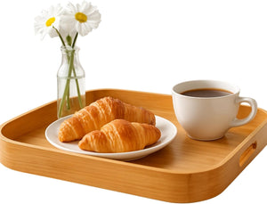 Bandeja de Servir, Bandeja de Decoração, Organizador Redondo (Rattan/Trançada Marrom Claro, 30cm)