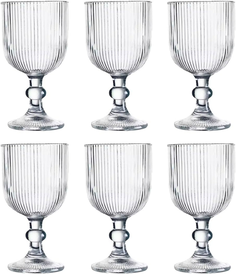 Jogo com 6 Taças de Vidro Canelado 380ml Design Elegante