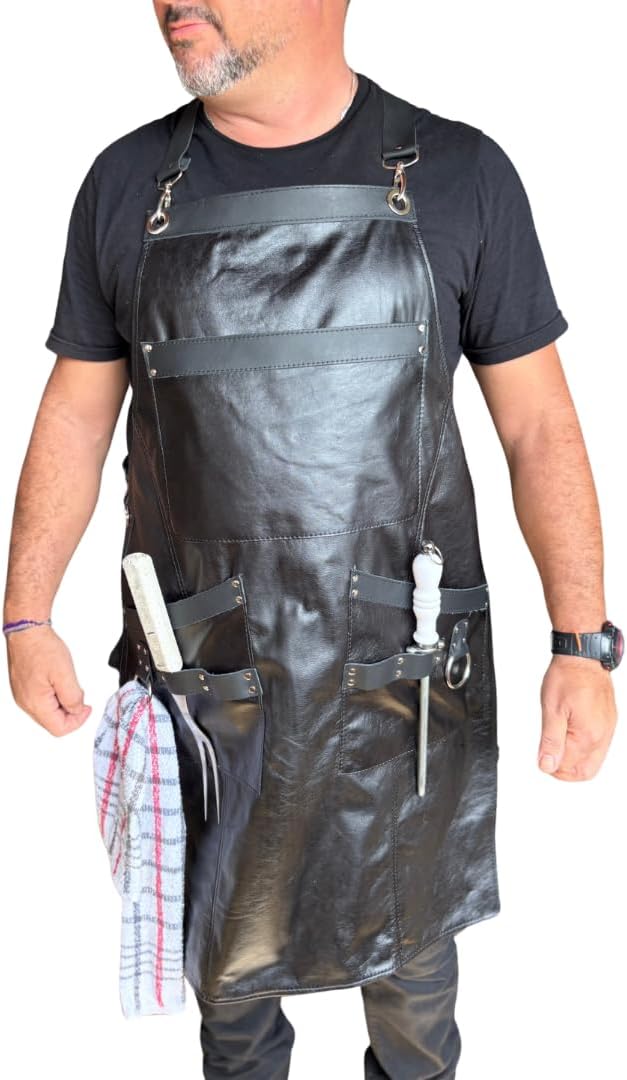 Avental de couro legitmo churrasqueiro Profissional