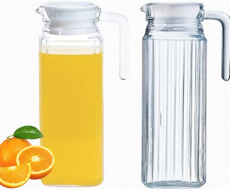 Jarra de Vidro 1 Litro com Tampa Design Listrado Elegante e Resistente para Sucos Água e Bebidas Geladas Premium