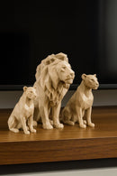 Kit Esculturas Decorativas Geométricas, Família de Leões, 3 Peças, Estilo Moderno Luxuoso, para Decoração de Sala, Escritório (MARROM)