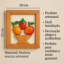 Kit 3 Quadros De Madeira Artesanais Pequenos Com Frutas Pimentas E Bananas Decoração Cozinha E Área Gourmet