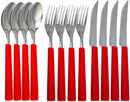 Kit 12 Talheres Inox Premium 4 Facas +4 Garfos +4 Colheres (Vermelho)