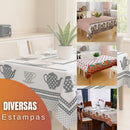 Toalha de Mesa Oxford Premium Estampada 100% Poliéster Retangular Vários Tamanhos (4, 6, 8, 10 e 12 Lugares) (Est Café, 4 Lugares)