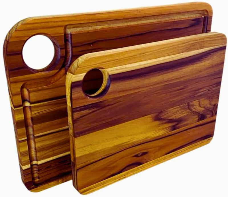 Kit de 2 Tábuas de Corte em Madeira, para Cozinha Corte Legumes e Churrasco, Design atemporal