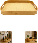 Bandeja de Servir, Bandeja de Decoração, Organizador Redondo (Rattan/Trançada Marrom Claro, 30cm)