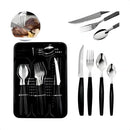 Conjunto de Talheres em Aço Inox com Cabo Color, 25 Peças, Inclui Porta-Talher (Preto)