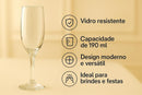 Taças de Champanhe em Vidro Luxo 190ml – Jogo com 6 Unidades | Design Elegante