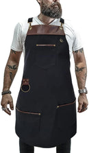 Generic Avental Cozinheiro Churrasqueiro Restaurante Barista, Couro Legítimo, Rústico, one size fits all, Preto