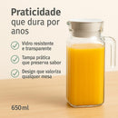 Jarra de Vidro 650ml com Tampa | Design Elegante, Resistente a Temperatura, Servir Água, Sucos, Chás Gelados – Praticidade & Charme na Sua Mesa