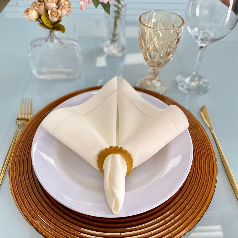 Guardanapos de Tecido Mesa Posta Decorativo Oxford 40x40 Premium - 8 Unidades MARFIM