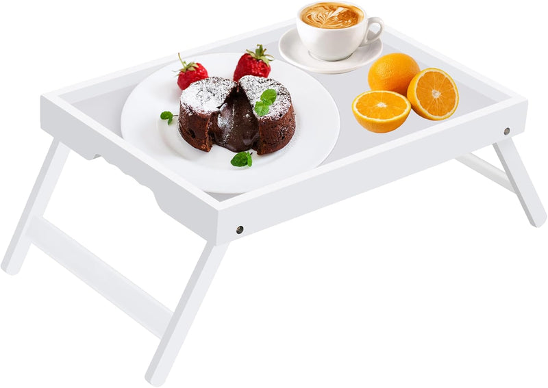 Artmeer Bed Tray Table with Folding Legs,Bamboo Breakfast in Bed for TV Table, Laptop Computer Tray,Eating,Snack Tray(Bamboo)