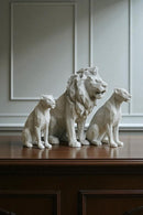 Kit Esculturas Decorativas Geométricas, Família de Leões, 3 Peças, Estilo Moderno Luxuoso, para Decoração de Sala, Escritório (MARROM)