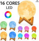 Luminária 3D Lua Cheia Touch RGB – Abajur LED USB Decorativo para Quarto, Sala ou Escritório | Storeasy