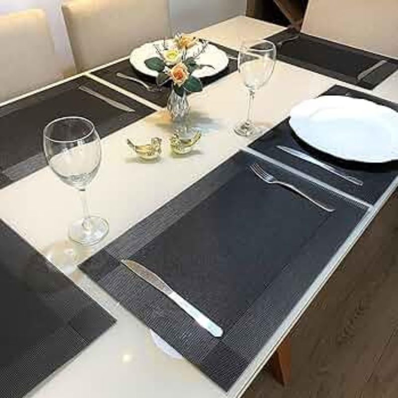 Kit 6 Peças Jogo Americano Retangular - Sousplat para Mesa Posta - Jogo Americano Elegante para Jantar, Almoço e Café - Lavável e Resistente - Shop100 (Marrom Claro)