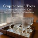 Jogo com 6 Taças de Vidro Canelado 380ml Design Elegante