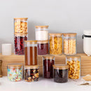 Frascos de vidro para alimentos com tampas, recipientes de armazenamento de vidro de 900 ml com tampas herméticas de bambu - 02 unidades