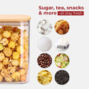 Frascos de armazenamento de vidro com tampa de bambu