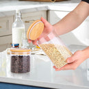 Frascos de vidro para alimentos com tampas, recipientes de armazenamento de vidro de 900 ml com tampas herméticas de bambu - 02 unidades