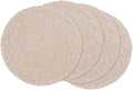 SHACOS Round Braided Placemats Set of 4 Round Table Mats for Dining Tables 15 inch Washable Kitchen Table Place Mats Indoor (Beige, 4)