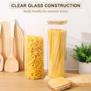 Frascos de vidro para armazenamento de alimentos com tampas (680 g/1,048 g/1,417 g), conjunto quadrado de 6, recipientes de armazenamento de vidro transparente para alimentos com tampa de bambu