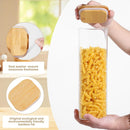 Frascos de vidro para armazenamento de alimentos com tampas (680 g/1,048 g/1,417 g), conjunto quadrado de 6, recipientes de armazenamento de vidro transparente para alimentos com tampa de bambu