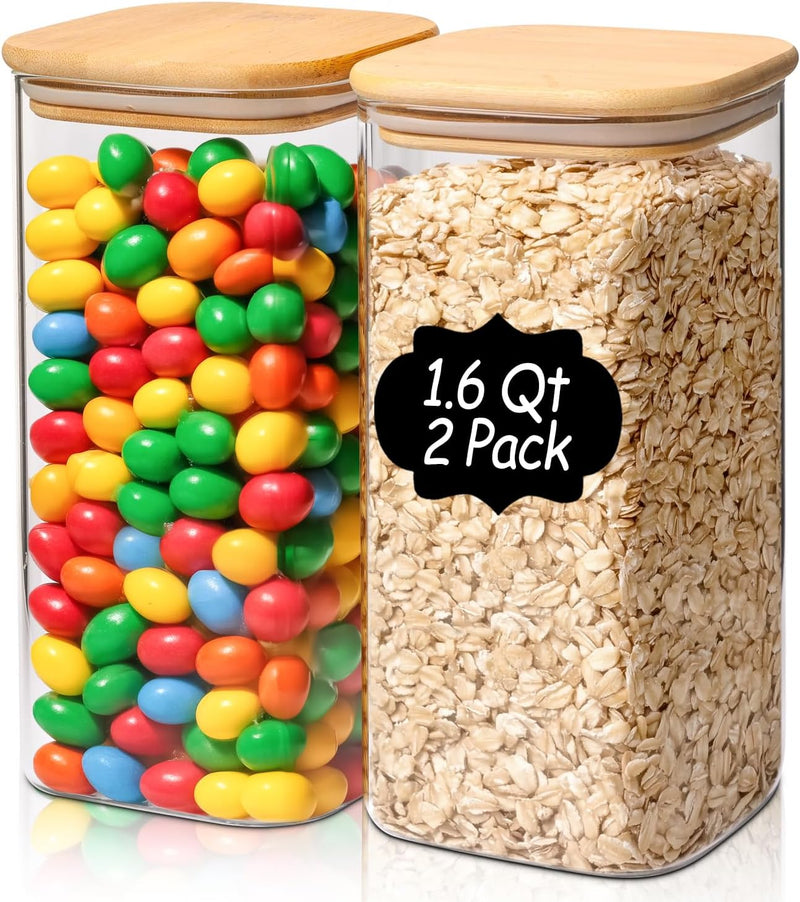 Frascos de armazenamento de vidro com tampa de bambu