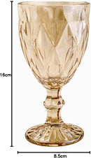 Jogo 6 Taças Diamond Bico De Jaca Dourado A gua Vinho 300ml