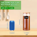 Frascos de vidro para alimentos com tampas, recipientes de armazenamento de vidro de 900 ml com tampas herméticas de bambu - 02 unidades