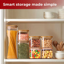 Frascos de armazenamento de vidro com tampa de bambu