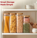 Frascos de armazenamento de vidro com tampa de bambu