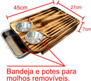 Tábua Inteligente Carne Para Churrasco Madeira Com Gaveta E 2 Potes