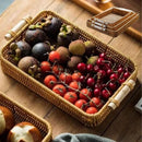 Kit 3 Bandejas Rattan Retangulares Trançado Decoração Café da Manhã Mesa Madeira Elegante Mesa Posta Gourmet Café da Tarde Piquenique Acabamento Artesanal Almoço em Família Jantar Elegante Moderno