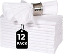 Homidate Cotton Cloth Dinner Napkins Set of 12 – 18x18 White with Hemstitched Mitered Corners – Machine Washable Fabric Napkins for Weddings, Dinner Parties & Table Decorations