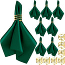 MCEAST Satin Cloth Napkins and Napkin Rings Set of 8, Smooth Fabric Table Napkins and Napkin Holder for Wedding, Birthday Dinner Party, Family Gatherings, Table Decor (Ivory, 17 x 17 Inches)