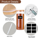 Frascos de vidro para alimentos com tampas, recipientes de armazenamento de vidro de 900 ml com tampas herméticas de bambu - 02 unidades