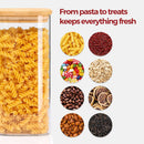 Frascos de armazenamento de vidro com tampa de bambu